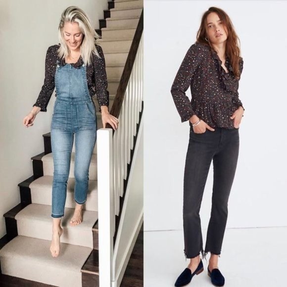 Madewell Silk Ruffle-Hem Wrap Top in Starry Night Black Red White Blue Size XXS - Picture 11 of 11